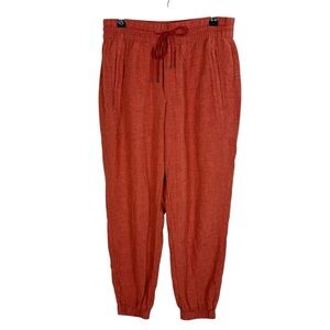 Athleta Retreat Linen Jogger Persimmon Red Orange Rust Sz 2